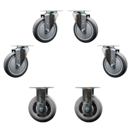 Service Caster Replacement Casters for Magliner Casters 130067 & 130063, 6PK MAG-SCC-20S514-TPRB-4-30R620-TPRRF-2
